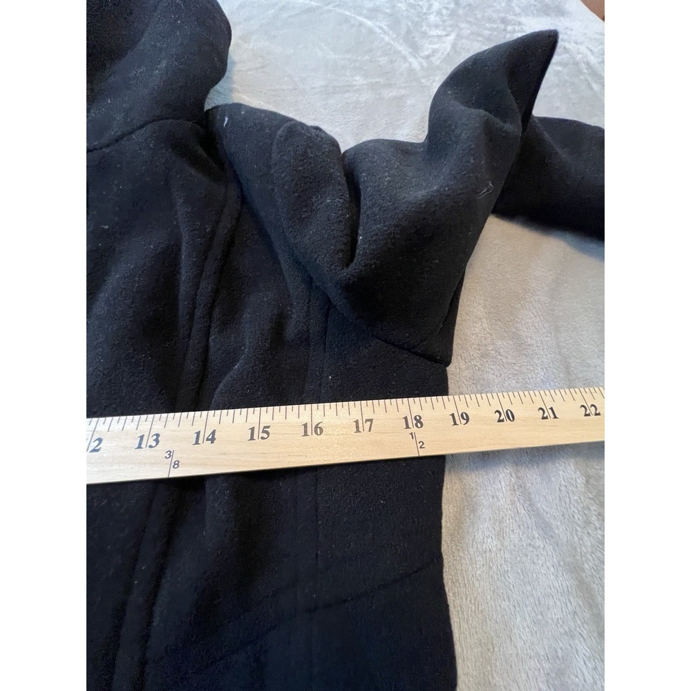 Anne Klein Womens Jacket S Black Hooded‎ Wool Blend CoatFull Zip Lined - Picture 5 of 9